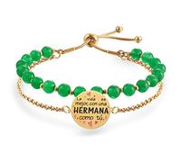 LParkin Pulsera Mujer Hermana Acero Inoxidable Regalo Cumpleaños Hermana Pulsera a la Mejor Hermana Ajustable, 17+5cm, Acier inoxydable