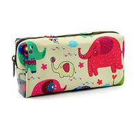 LParkin Trousse à crayons en toile avec motif éléphant, trousse de maquillage, trousse de maquillage, boîte à gadgets (éléphant), jaune clair, Moderne