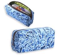 LParkin Trousse à crayons grande capacité avec fermeture éclair pour filles, garçons, adolescents, adultes, trousse esthétique pour l'école et le bureau, bleu, 18 x 5 x 8 cm, Motif baleine, bleu,