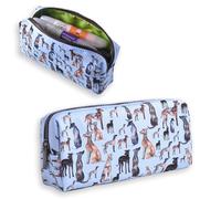 LParkin Trousse à crayons grande capacité avec fermeture éclair pour filles, garçons, adolescents, adultes, trousse esthétique pour l'école et le bureau, bleu, 18 x 5 x 8 cm, Motif chien esthétique