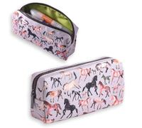 LParkin Trousse à crayons grande capacité avec fermeture éclair pour filles, garçons, adolescents, adultes, trousse esthétique pour l'école et le bureau, bleu, 18 x 5 x 8 cm, Thème cheval