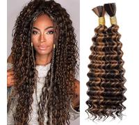 LPARMJIT Deep Wave Bulk hair for Braiding 18 inch 2 Bundles/Pack No Weft for Braiding Wavy Synthetic Braiding Hair Extensions for Boho Braids