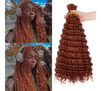 LPARMJIT Deep Wave Bulk hair for Braiding 18 inch 2 Bundles/Pack No Weft pour Tresses Ondulées Synthétiques Extensions de cheveux pour tresses Boho (350#, 18inch(3pack))