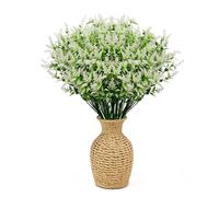 LPARMJIT Fleurs artificielles pour l'extérieur, plantes artificielles, à suspendre, pot de fleurs, clôture, intérieur et extérieur, véranda, vase, décoration, blanc, 8 bouquets