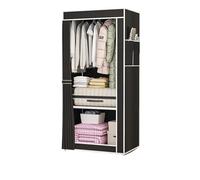 LPATEBCVU Armoire en Toile Armoire en Tissu à Assembler Simple, Armoire de Rangement Multicouche for vêtements, Chambre Coucher, Cintre Pliable Anti-poussière(Black)