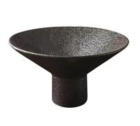 LPATEBCVU Coupe à Fruits Creative Stone Pattern Round Ceramic Plate Irregular Tall Leg Candy Fruit Cartoon Table Storage Bowl Dining Tableware Home(Black)
