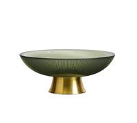 LPATEBCVU Coupe à Fruits Crystal Glass Fruit Plate Dessert Bowl Metal Base Storage Tray Modern Living Room Home Decoration(Green1)