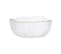 LPATEBCVU Coupe à Fruits Iceberg Glass Bowl with Glod Rim Transparent Salad Fruit Soup Dessert Snack Foods(Transparent L)