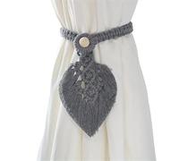 LPATEBCVU Embrasses en Corde pour Rideaux Curtain Straps Tie Leaf Backs Hand-Woven Cotton Tassel Decorative Accessories for Living Room(Grey)