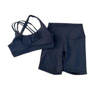 LPATEBCVU Ensemble Sport Femme Topaaa - Ensemble de Leggings Courts Yoga, Couleur Unie, Taille Haute, serré, Dos croisé, Sangle d'épaule, Soutien-Gorge Fitness(Black,L)