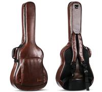LPATEBCVU Housse Guitare Étui de Guitare Acoustique en PU Marron 40/41 Pouces avec bandoulière et Sac à Dos étanche for Folk