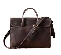 LPATEBCVU Malette Porte-documents en cuir véritable for hommes, sacs for ordinateur portable de 14 pouces, sac à main messager vache, porte-documents for(Dark Coffee)