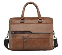 LPATEBCVU Malette Sac à main en cuir for hommes, mallette for ordinateur portable, sacoche bandoulière, portefeuille d'affaires for documents A4(Khaki)