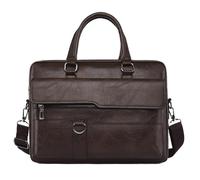 LPATEBCVU Malette Sac à main en cuir for hommes, mallette for ordinateur portable, sacoche bandoulière, portefeuille d'affaires for documents A4(Brown)