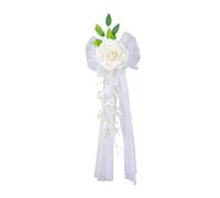 LPATEBCVU NœUd De Mariage pour Voiture Fleurs artificielles décorations de Voiture Mariage, Fausses Fleurs réalistes avec Rubans for Chaise Pew, Fournitures fête cérémonie(3-White)