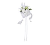 LPATEBCVU NœUd De Mariage pour Voiture Fleurs artificielles décorations de Voiture Mariage, Fausses Fleurs réalistes avec Rubans for Chaise Pew, Fournitures fête cérémonie(2-White)