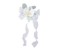 LPATEBCVU NœUd De Mariage pour Voiture Fleurs artificielles décorations de Voiture Mariage, Fausses Fleurs réalistes avec Rubans for Chaise Pew, Fournitures fête cérémonie(4-White)
