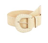 LPATEBCVU Paille TisséE Ceinture Ceinture en paille rétro for femmes, ceintures d'été à boucle ardillon, mode féminine tressée, larges ceintures tissées élastiques for filles(Apricot)