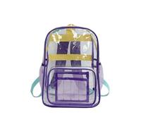 LPATEBCVU Sac à dos transparent Couleur tendance Blo Transparent PVC Double sac d'école Faionable décontracté couleur Pure for hommes(Purple)