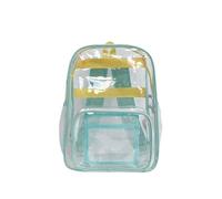 LPATEBCVU Sac à dos transparent Couleur tendance Blo Transparent PVC Double sac d'école Faionable décontracté couleur Pure for hommes(Green)