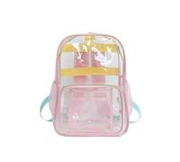 LPATEBCVU Sac à dos transparent Couleur tendance Blo Transparent PVC Double sac d'école Faionable décontracté couleur Pure for hommes(Pink)