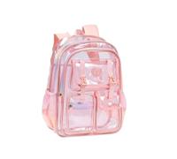 LPATEBCVU Sac à dos transparent École transparente for femme, grande capacité, double épaisseur, imperméable, Super léger, matériau PVC doux(Pink)