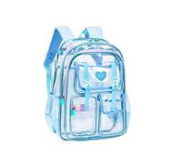 LPATEBCVU Sac à dos transparent École transparente for femme, grande capacité, double épaisseur, imperméable, Super léger, matériau PVC doux(Sky blue)