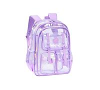 LPATEBCVU Sac à dos transparent École transparente for femme, grande capacité, double épaisseur, imperméable, Super léger, matériau PVC doux(Purple)