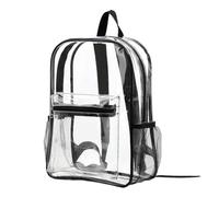 LPATEBCVU Sac à dos transparent Sac de rangement Transparent et étanche en PVC, grande capacité, Double épaisseur, sac for livres d'étudiants(Black)