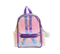LPATEBCVU Sac à dos transparent Sac d'école Transparent en PVC, Double sac à cœur Laser, étanche décontracté