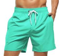LPATEBCVU Short De Bain Homme Court Maillot de Bain for Hommes, Short d'été, Plage à séchage Rapide avec Poches latérales et Doublure, Maillot(Green,S)