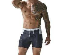 LPATEBCVU Short De Bain Homme Court Maillot de Bain imperméable pour Hommes, Short à séchage Rapide avec Poches, Pantalon Surf, idéal pour Plage et Piscine(Dark Gray,XL)
