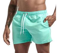 LPATEBCVU Short De Bain Homme Court Maillot de Bain pour Hommes, avec Doublure, Poches latérales, Short Plage Solide, léger et à séchage Rapide(Lake Green,M)