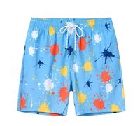 LPATEBCVU Short De Bain Homme Court Short de Bain dégradé for Hommes, Short Plage à séchage Rapide avec Poches zippées et Doublure, Maillot Tendance for(02-Blue,40)