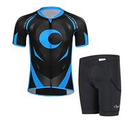 LPATTERN Enfant Garçon Fille Haut Maillot de Cyclisme ou Cuissard Pantalon Short de Cycliste Séchage Rapide, Robot Bleu, 7-9 Ans