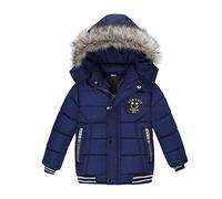LPATTERN Enfant Garçon Manteau d’Hiver Blousons Chaud Parka Fourrure à Capuche épais Manteau, Bleu, 3 Ans / 100