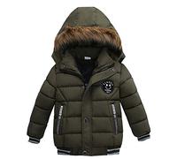 LPATTERN Enfant Garçon Manteau d’Hiver Blousons Chaud Parka Fourrure à Capuche épais Manteau, Kaki, 4-5 Ans / 110