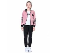 LPATTERN Enfants Filles Survêtement 2/3 Pcs Ensemble de Sport Jogging Costume T-Shirt + Sweat + Pantalon de Sport Survêtement de Jogging,Rose(3 pcs),170/15-16 ans