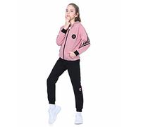 LPATTERN Enfants Filles Survêtement 2/3 Pcs Ensemble de Sport Jogging Costume T-Shirt + Sweat + Pantalon de Sport Survêtement de Jogging,Rose(2 pcs),160/13-14 Ans