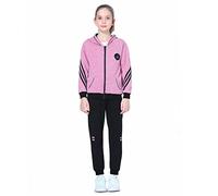 LPATTERN Enfants Filles Survêtement 2/3 Pcs Ensemble de Sport Jogging Costume T-Shirt + Sweat + Pantalon de Sport Survêtement de Jogging,Rose Rouge(2 pcs),150/11-12 ans