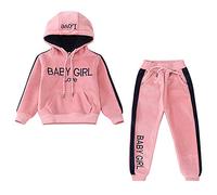 LPATTERN Enfants Filles Survêtement 2 Pcs Ensemble de Sport Jogging Costume Sweat-Shirt+Pantalon de Sport Survêtement de Jogging, Rose, 7-8 ans/130