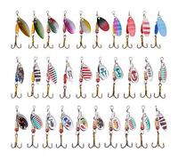 LPATTERN Lot de 30 Cuillers de Pêche à la Truite Perche Brochet Leurres Kit de Leurre de Pêche en métal Cuillère Tournante Métallique à Truite Brochet Pêche Carnassiers