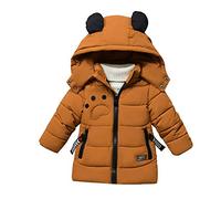LPATTERN Manteau Enfant Garçon Veste d'hiver Cartoon Bébé Enfant Doudoune Matelassée Mi Long Parka Epaisse, Brun, 6 Ans/XXL