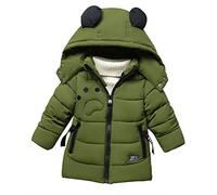 LPATTERN Manteau Enfant Garçon Veste d'hiver Cartoon Petite Enfant Doudoune Matelassée Mi Long Parka Epaisse, Vert armée, 6 Ans/XXL