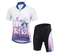 LPATTERN Unisexe-Enfant Garçon Fille 2 Pc Ensemble Maillots de Cyclisme avec Pantalon Séchage Rapide Manche Courte Respirant Printemps Été,Style H ensmeble,2XL/Hauteur recommandée:139-149cm