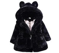LPATTERN Unisexe Manteau Fille Garcon Fausse Fourrure à Capuche Cartoon Mignon Hiver Chaud épais Hooded Blouson Parka Fille,Noir,7-8 ans/130