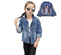 LPATTERN Veste en Jean Enfant Fills Blouson en Denim Basique Mantau en Jean Capuche Veste en Denim Manches Longue Blouson, Denim Bleu(Fille), 7-8 Ans