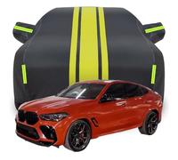 LPCQS Housse de Voiture Complète pour BMW X6M, Étanche/Anti-Rayures/Anti-UV Bâche de Voiture, Respirante Couverture,C-Black-Yellow