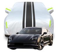 LPCQS Housse de Voiture Complète pour Porsche TAYCAN Cross, Étanche/Anti-Rayures/Anti-UV Bâche de Voiture, Respirante Couverture,B-Silver-Black