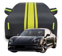 LPCQS Housse de Voiture Complète pour Porsche TAYCAN Cross, Étanche/Anti-Rayures/Anti-UV Bâche de Voiture, Respirante Couverture,C-Black-Yellow